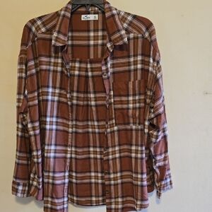 Hollister Rust Plaid Button-Down Shirt